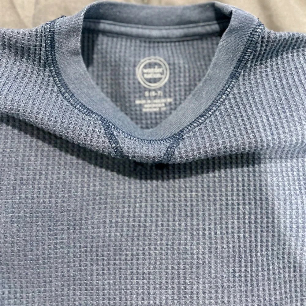 Wonder Nation Boys Waffle Knit Long Sleeve Shirt Size 6–7 Blue